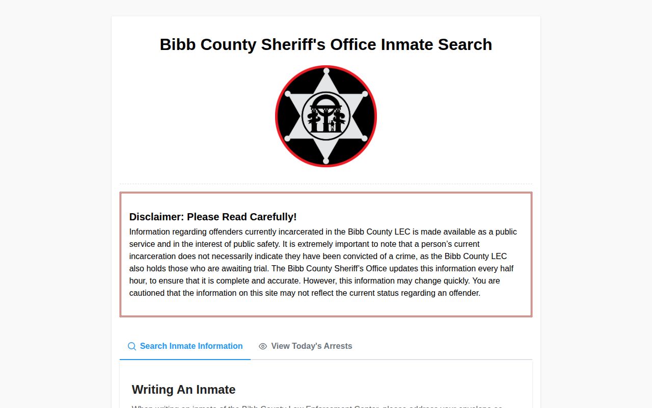 Bibb County Jail release records current-custody roster endpoint