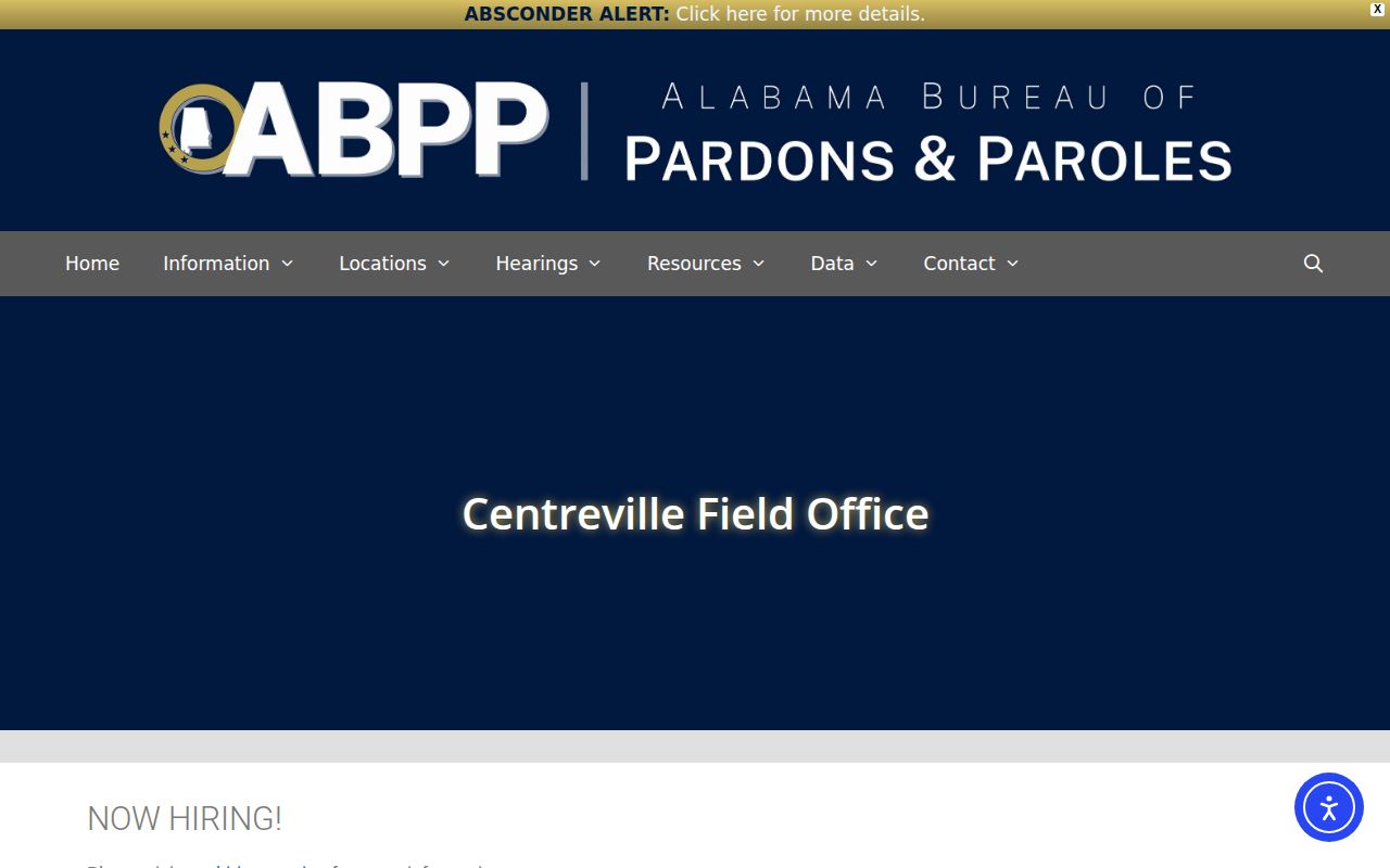 Bibb County parole and probation Centreville Field Office page